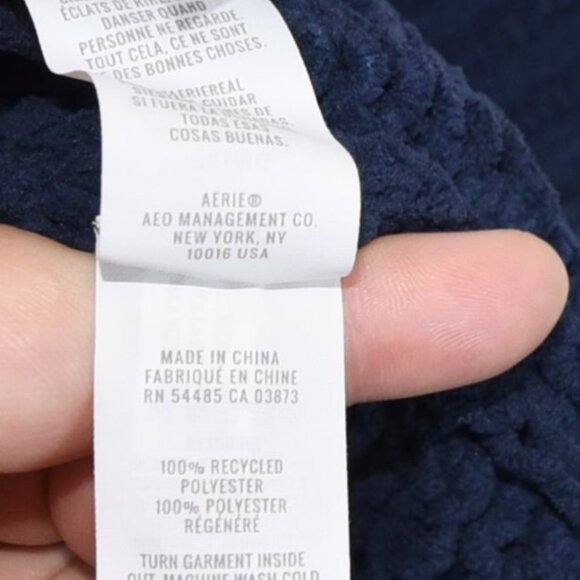 Aerie Navy Blue Open Knit Half Zip Sweater Women’s Size XL Recycled Yarn Coastal - Picture 7 of 8